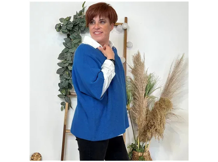 K545- Pull loose Crop-Top (Tu) (bleu royal)