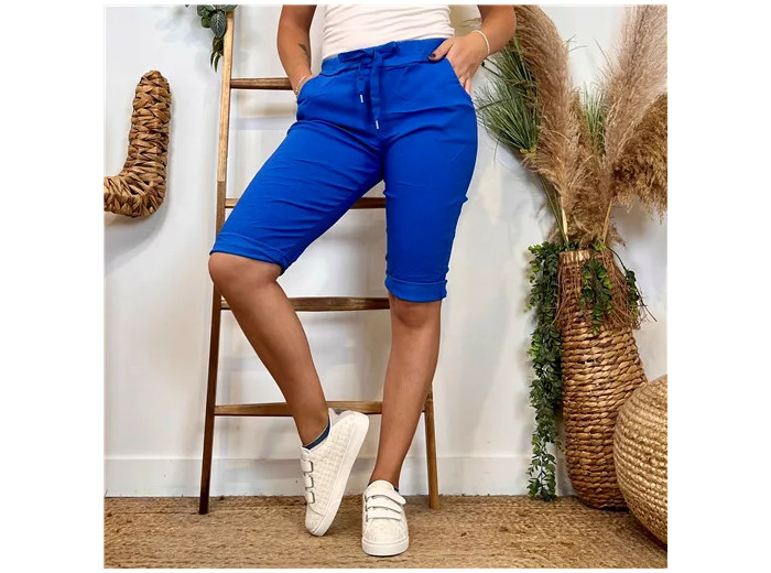 L729- Bermuda Coton Stretch (Tu) (bleu royal)