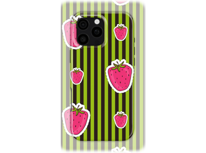 Striped Strawberries | Coque de téléphone 3D 2en1 Ultra-résistante