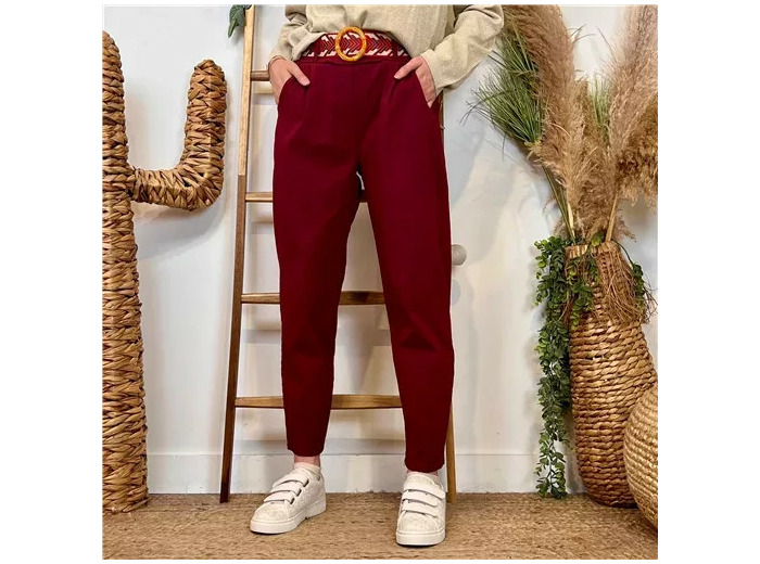 L750- Pantalon coupe fuseau (TU) 🇮🇹 (bordeaux)