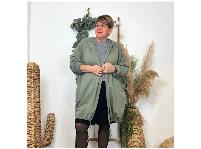 K837- Veste longue en coton (Gt) 🇮🇹 (kaki)