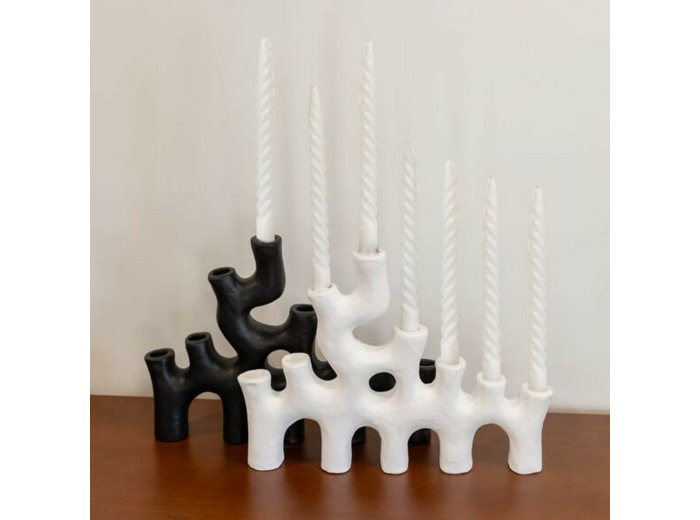 Candelabre céramique noire