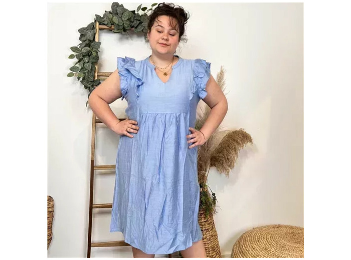 Z323- Robe Chisty unie (T44-T52) (bleu ciel)