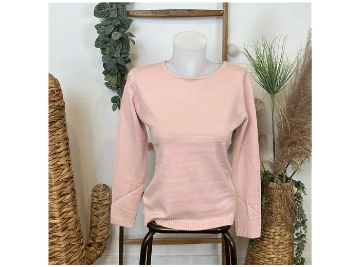 Y256- Tricotonic Col rond les T38 & 42 (rose poudré)