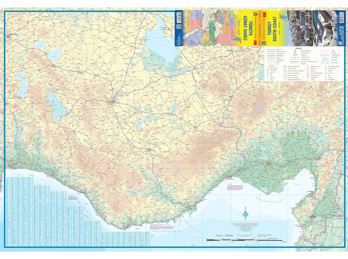 TURKEY SOUTH COAST 1:550 000 WATERPROOF MAP