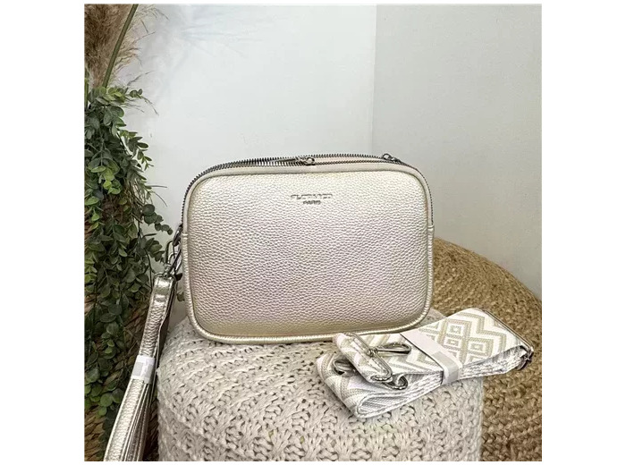 P502- Sac Medium Flora & Co 3 zips (ecru)