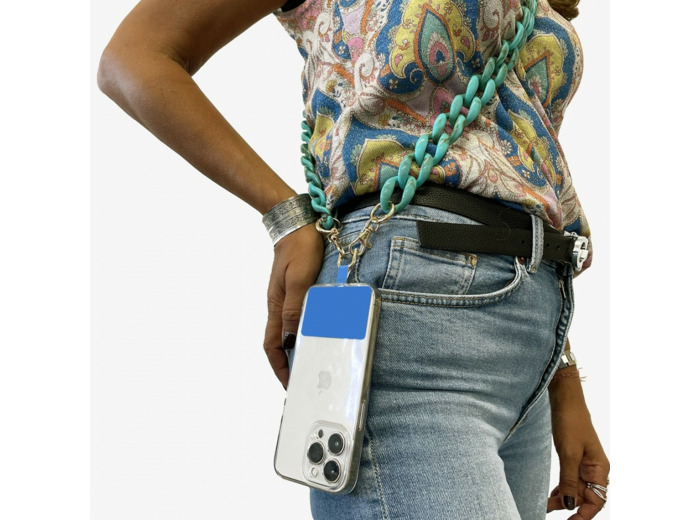 Chaine grosse maille avec pad universel - serie CAPRI -TURQUOISE 1.2M