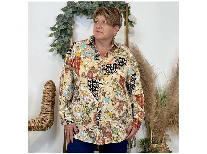 Z129- Blouse Christy « Peinture » (T44-T52) (multicolore)