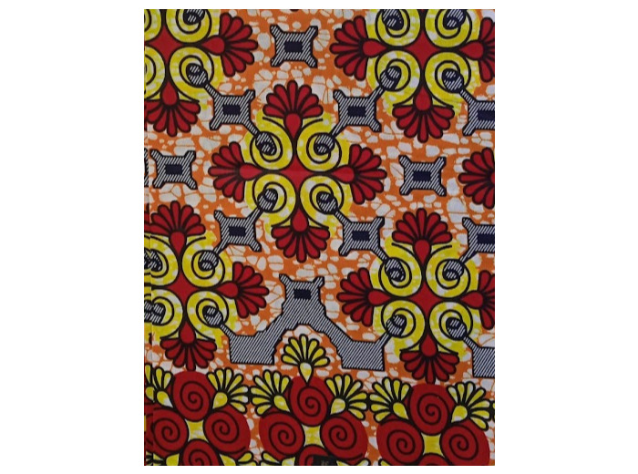 TISSU WAX AFRICAIN COTON JAUNE ROUGE