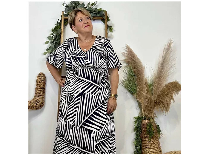 Z165-Robe longue Christy (T44-T52) (marine)