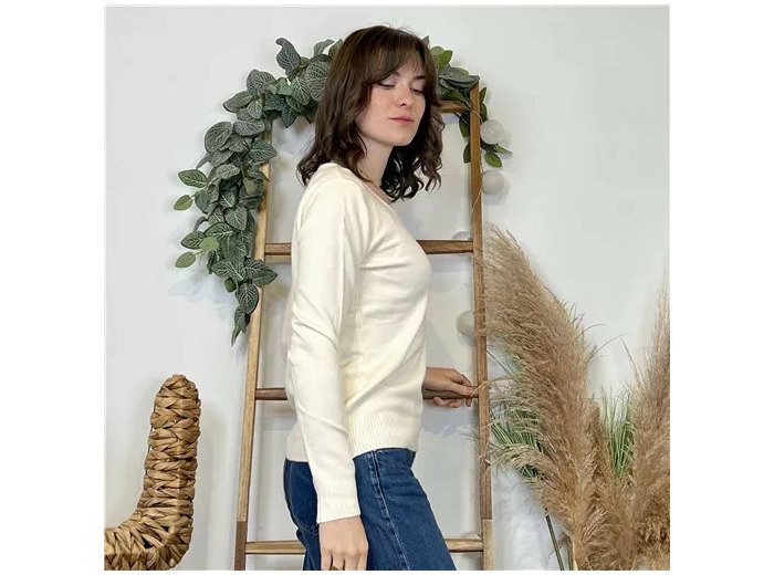 Y374- Pull Épais sans laine «Voggo» (T36-T48) (ecru)
