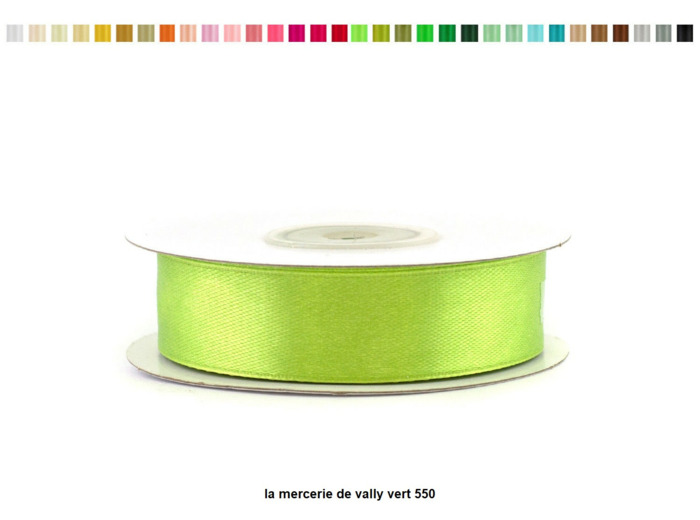 Ruban satin 18 mm de large par bobine de 25m vert