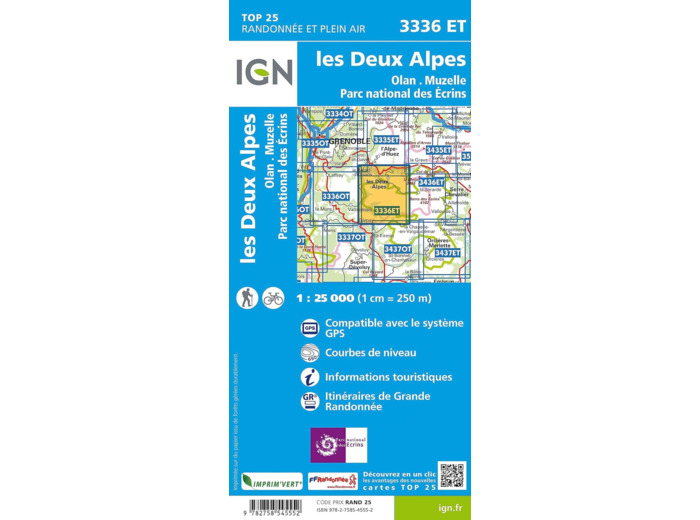 3336ET LES DEUX ALPES, OLAN-MUZELLE PN DES ECRINS / RECTO