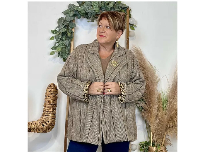 Z082- Veste trapèze Mina Rosa (Tu) (beige)
