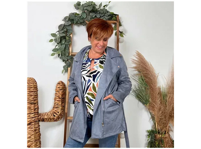 K078- Veste Suédine (T36-T40 T42) (bleu jeans)