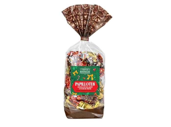 Sachet Papillotes Assortiment Chocolats Lait/Noir & Pates De Fruits 260G
