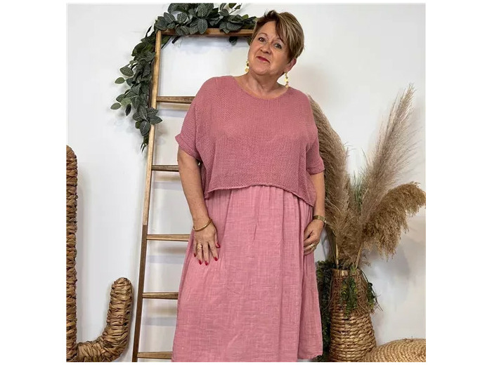 K194- Robe Crop-Top (Tu) (vieux rose)