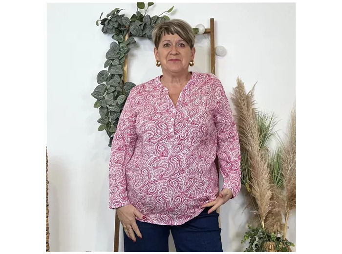 K818- Blouse «Cachemire » Christy (T44-T52) (framboise)