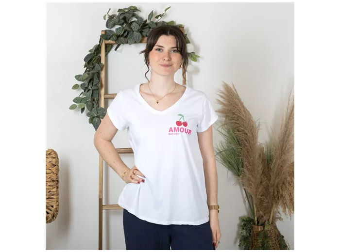 K176- T-Shirt "Cerises" (Tu) 🇮🇹 (blanc)