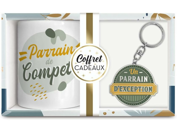 STC coffret mug et porte clés "Parrain"