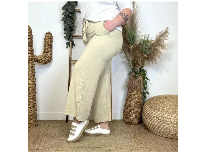 Z979- Pantalon flou large (T42/44-T54/56) (beige)
