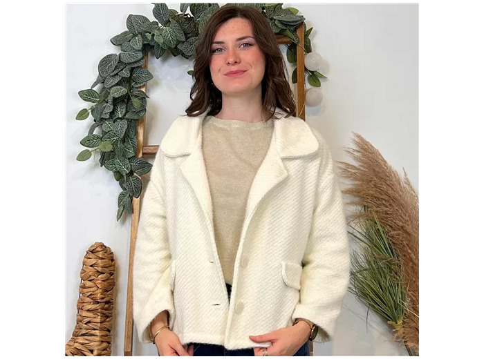 K054- Veste courte chevron (Tu) 🇮🇹 (ecru)
