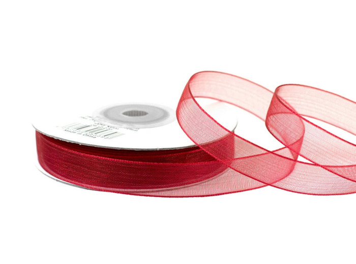 Ruban organza 12 mm de large bobine de 25 metres de long bordeaux 270