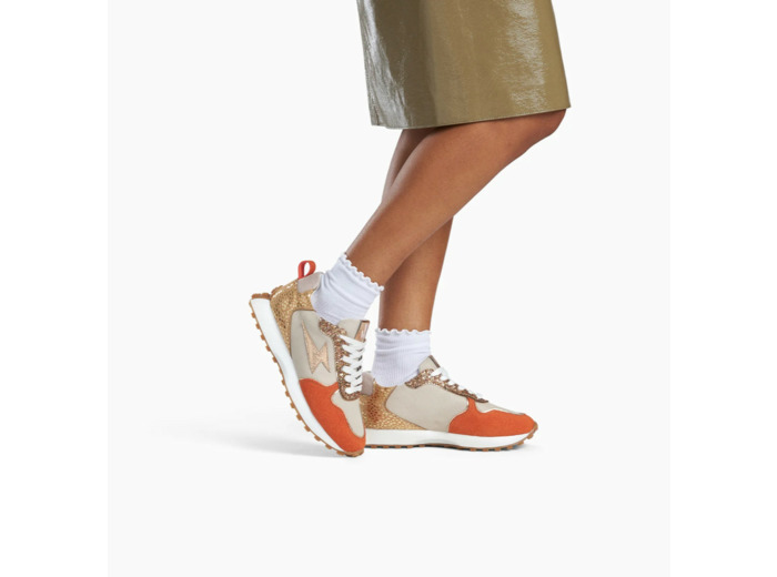 Baskets éclair beige et orange à semelle running -  Lunelle - Vanessa Wu