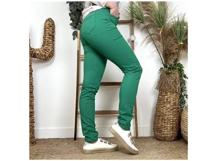 N289- Jean coupe Slim Voggo (T36-T44) (vert émeraude)