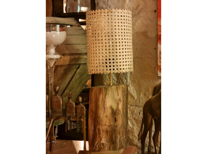 Lampe bûche et cannage