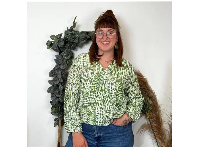 K830- Blouse Boule Christy (T44-T52) (vert brésil)