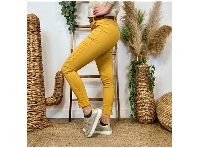 L799- Pantalon Stretch (T36-T46) 🇮🇹 (moutarde)