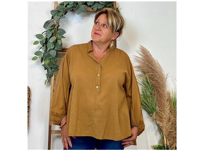 Z135- Blouse Coton unie (Gt) (camel)