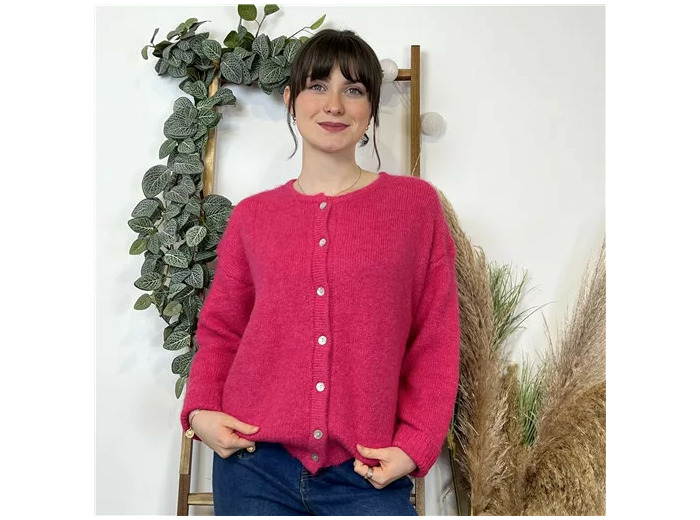 K583- Gilet Classique "Maëlle" (Tu) (fuchsia)