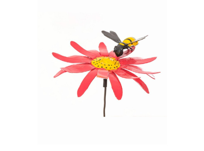 Fleur métal coloré et son abeille