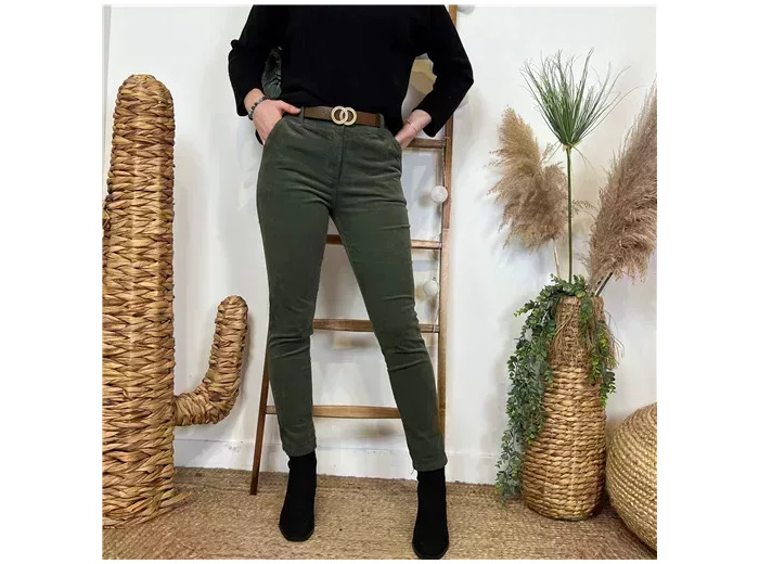 L804- Pantalon en velour (T36-T44) (kaki)