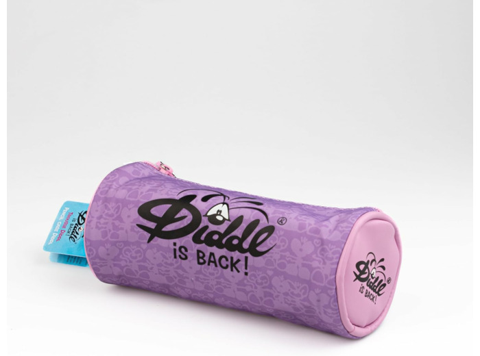 Diddl - Trousse Mauve et Rose 20x8,5 cm - Trousse Scolaire Ronde avec Logo sur Le Devant et sur Les Côtés - Idéale pour Stylos, Crayons et Accessoires