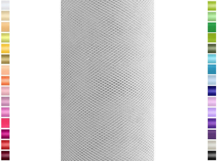 Tulle fin et souple colori gris clair de 15 cm de large et 9 m de long vendu en rouleau