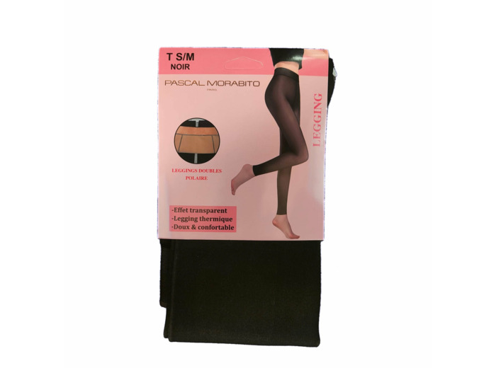 Legging Femme Doublé Polaire – Pascal MORABITO – Effet Transparent – Noir