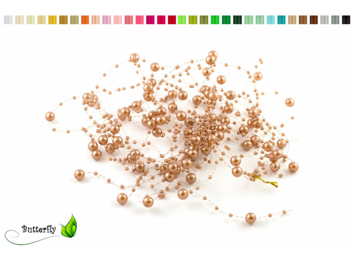 Lot de 5 guirlandes de perles de 1,30m de long chacune sable