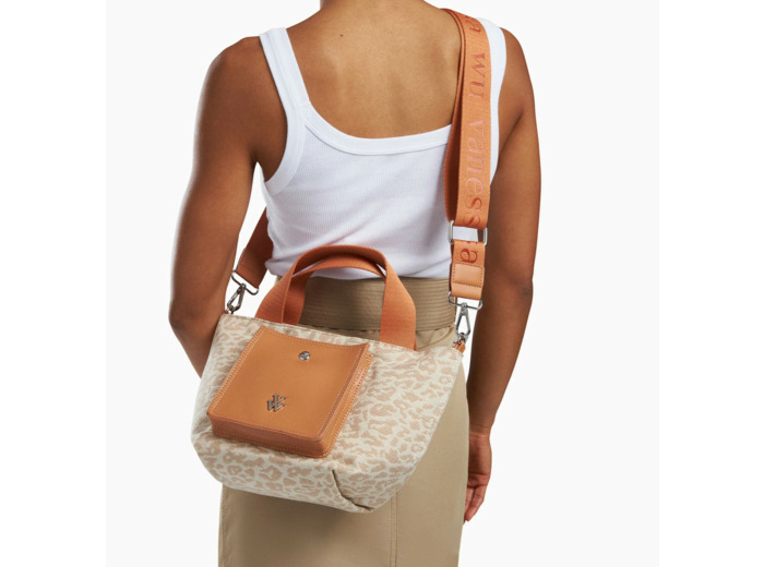 Petit cabas léopard beige à pochette camel - Maelys - Vanessa Wu