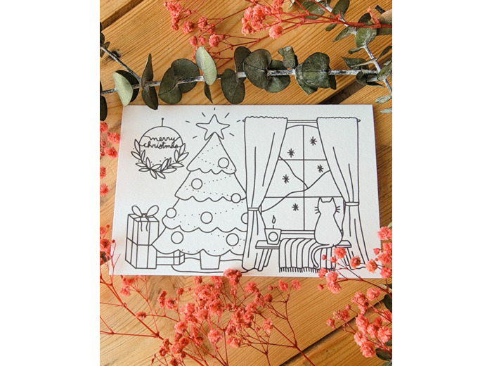 Carte à broder Noël - Noël à la maison