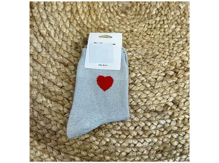 V310- Chaussettes "Coeur Rouge ❤️" (argenté)