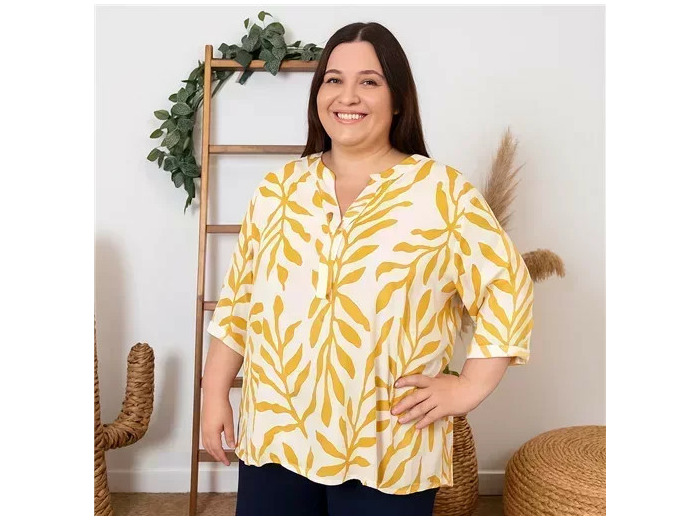 Z753- Blouse Curvy Manches courtes (T54-T58) (jaune)