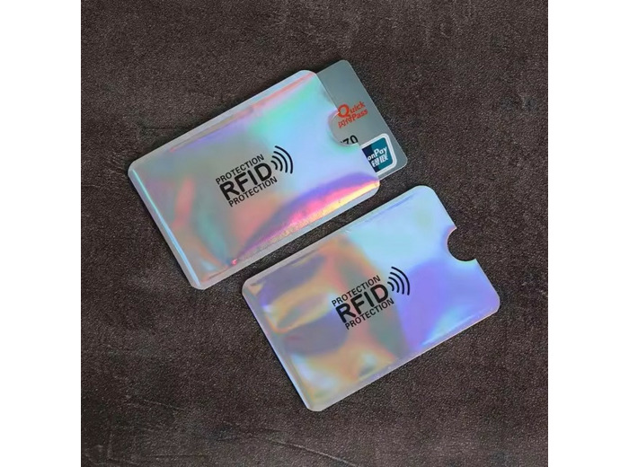 Etui de protection carte bancaire RFID blindé anti-scan Argent