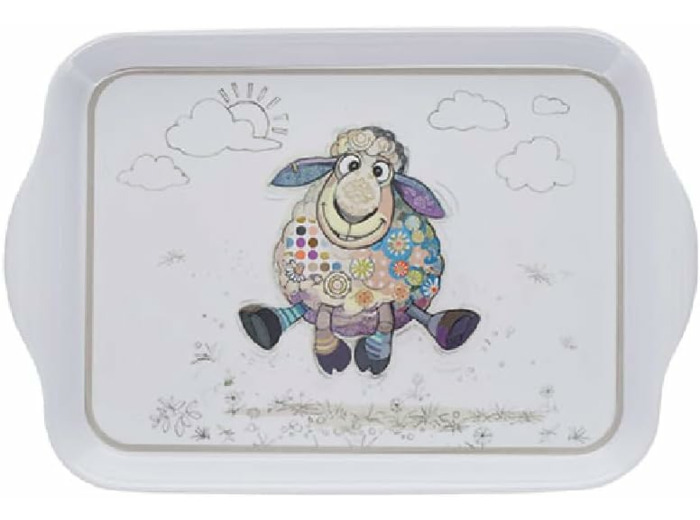 Mini Plateau avec des Animaux - Motif Mouton Qui Court - mélamine de qualité - Taille Mini 14 * 21 CM
