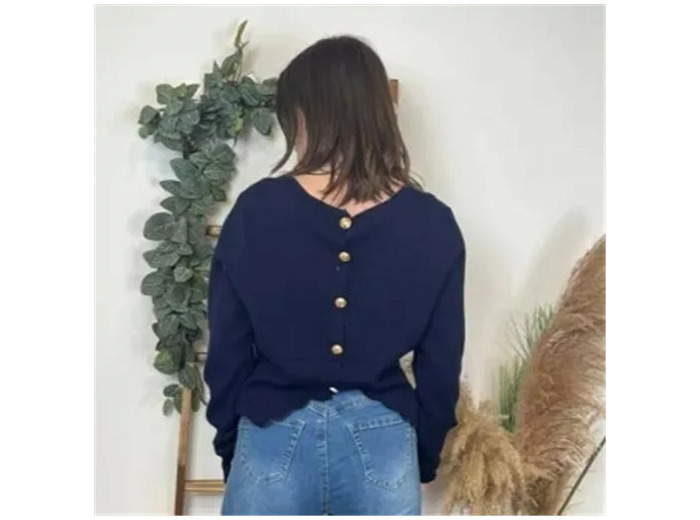 K121- Pull uni dos ouvert (Tu) (marine)