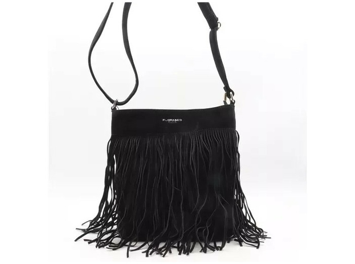 P395- Sac à franges aspect Daim Flora & Co (noir)