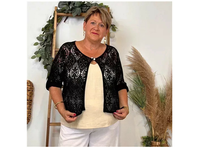 Z132- Gilet court Ajouré 🇮🇹 (noir)