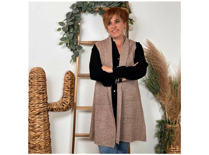 K067- Gilet sans manche "Maëlle" (Tu) (taupe)